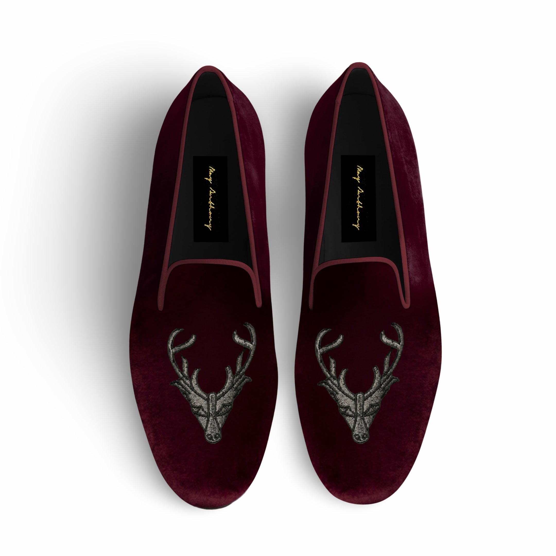 A Pair of Shadow Stag Loafers in Maroon by May Anthony