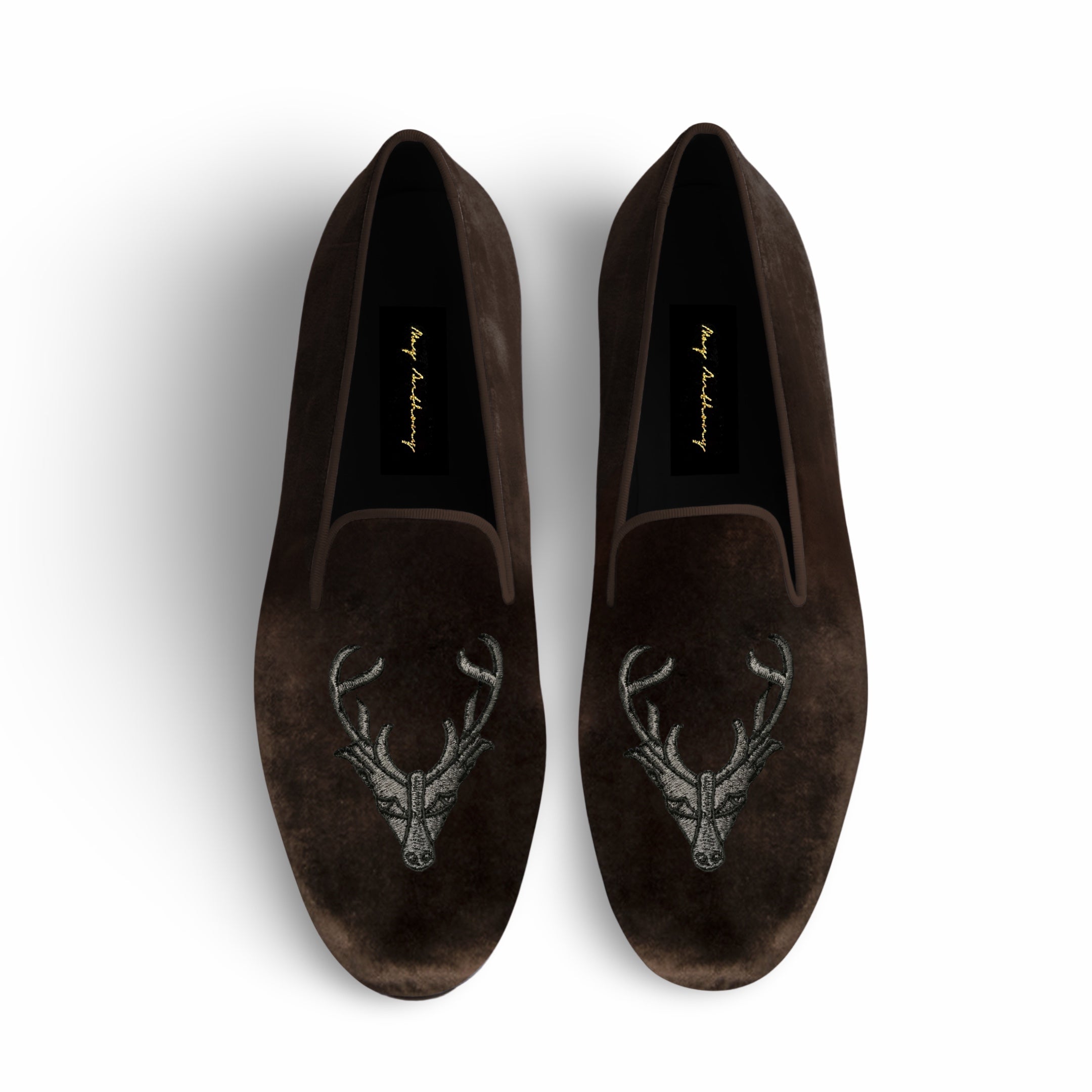 A Pair of Shadow Stag Loafers in Brown by May Anthony