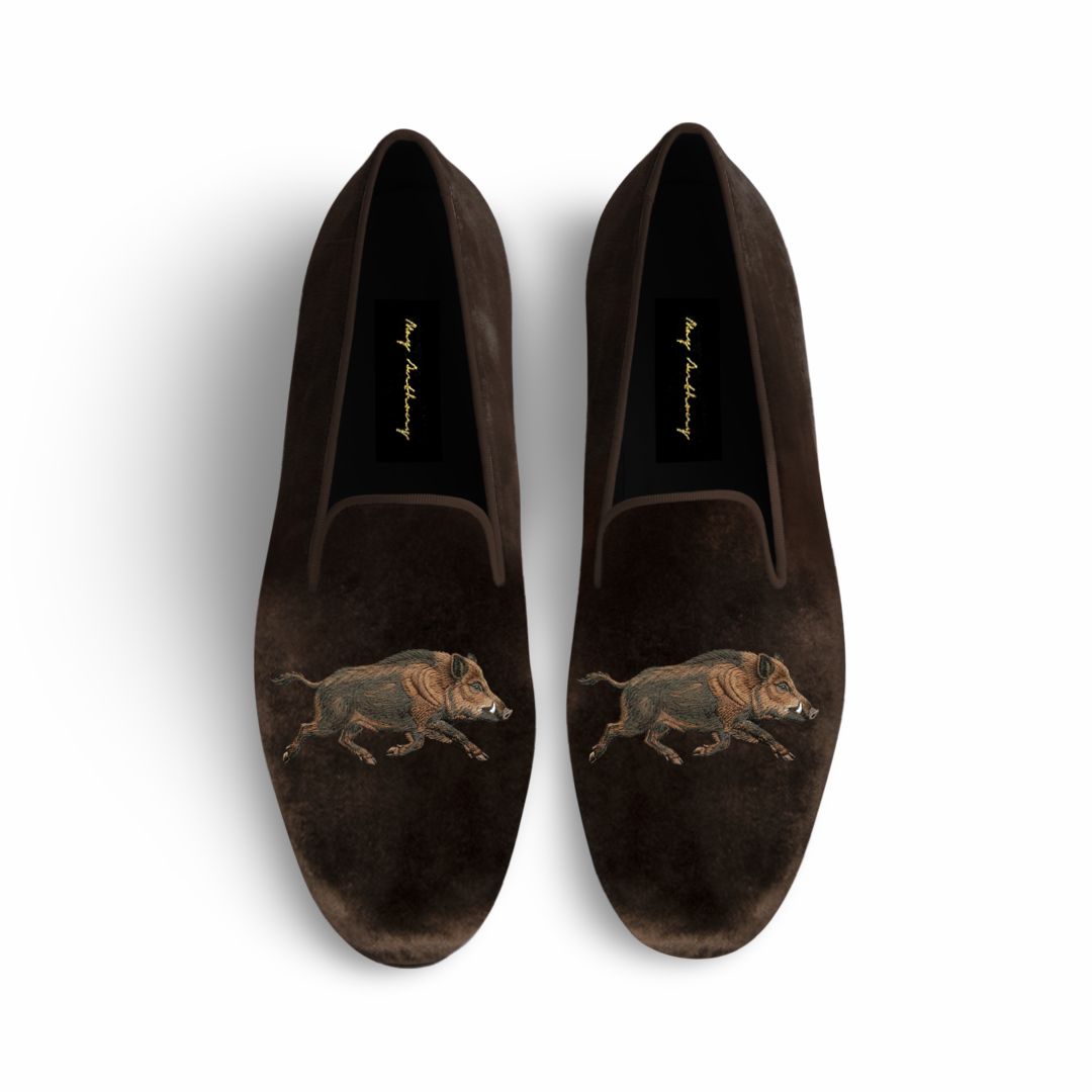 A Pair of Wild Boar Loafers in Brown by May Anthony