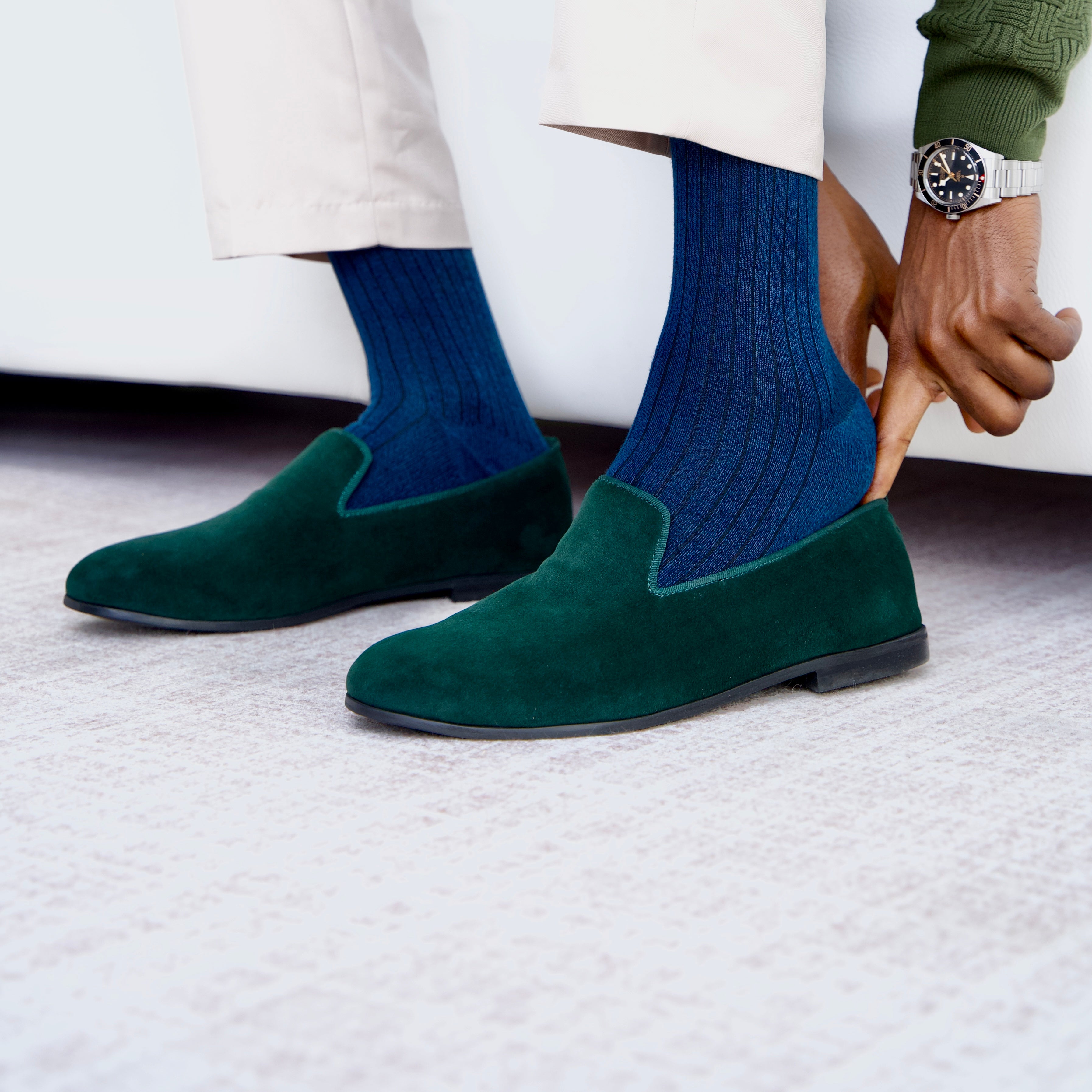 A Pair of Plain Jane Loafers in Green by May Anthony
