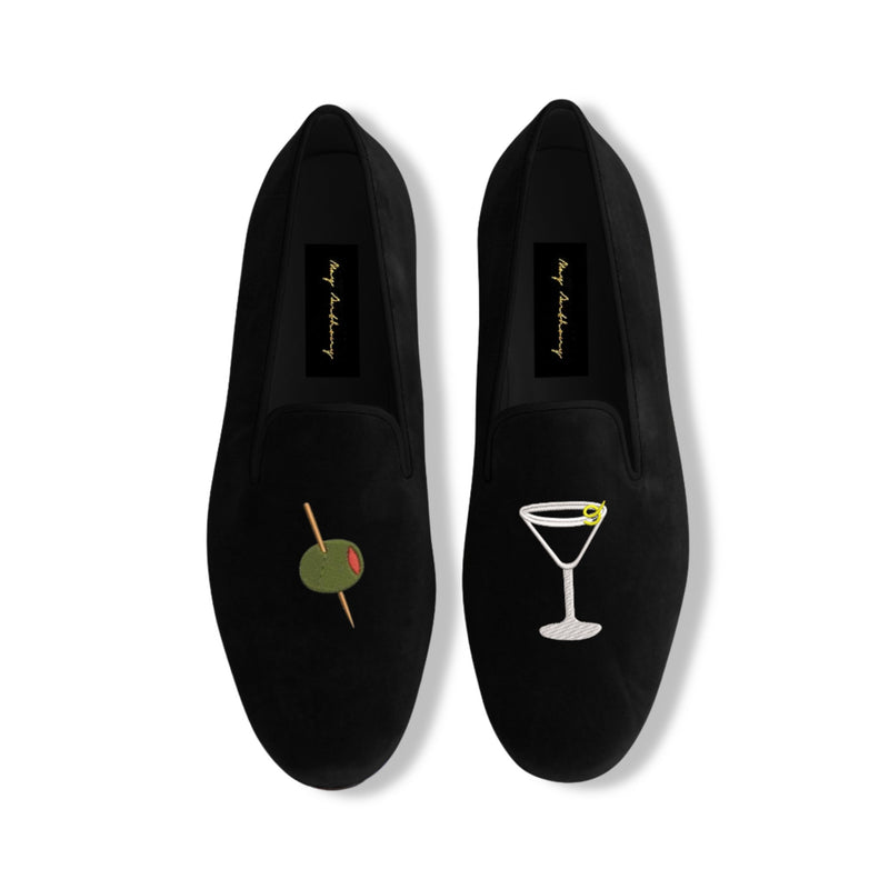 A Pair of Olive Martini Loafers in Black by May Anthony