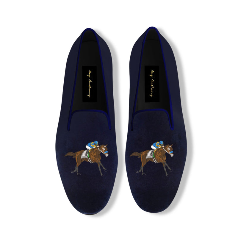 A Pair of Racing Horse Loafers in Blue by May Anthony