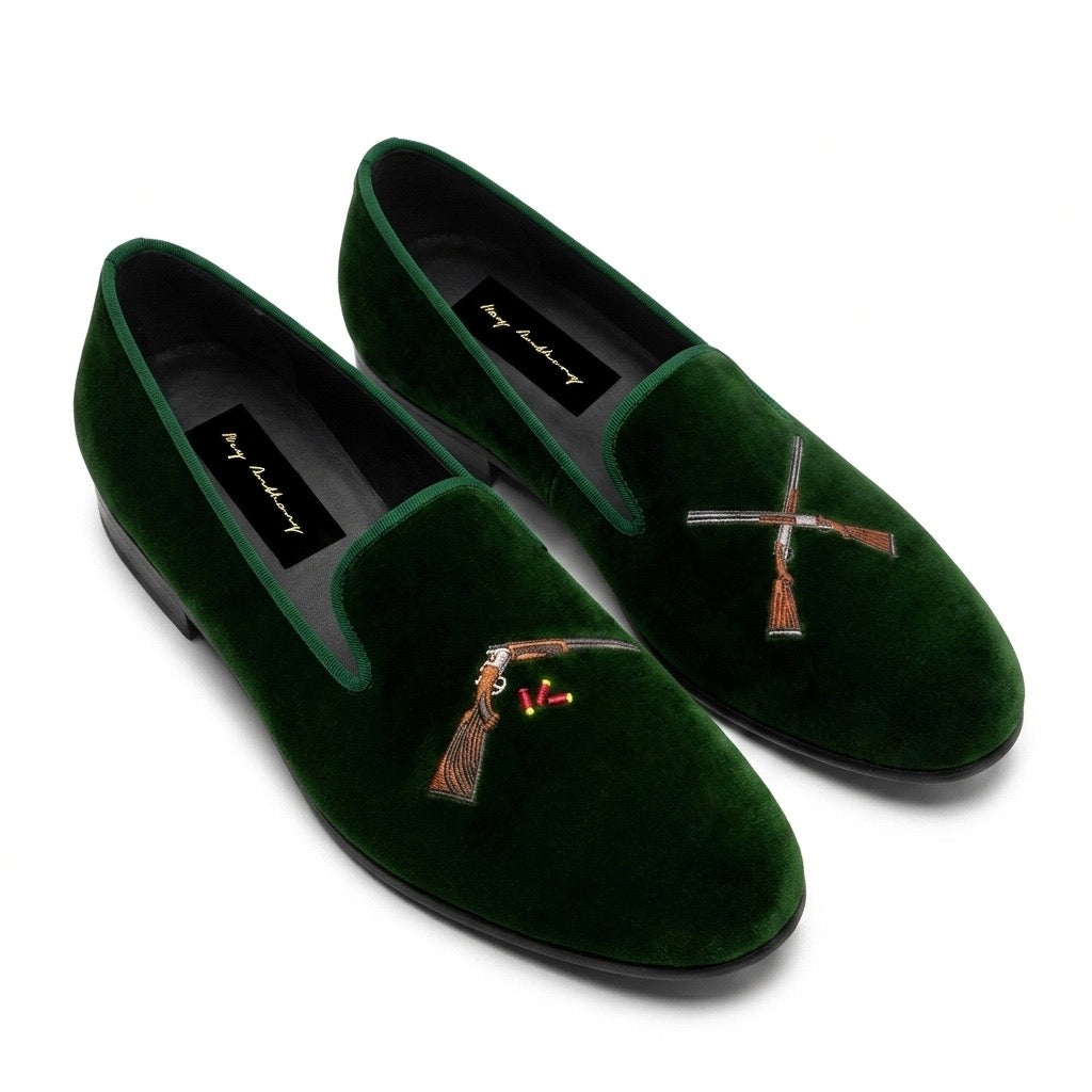 A Pair of Locked & Loaded Loafers in Green by May Anthony