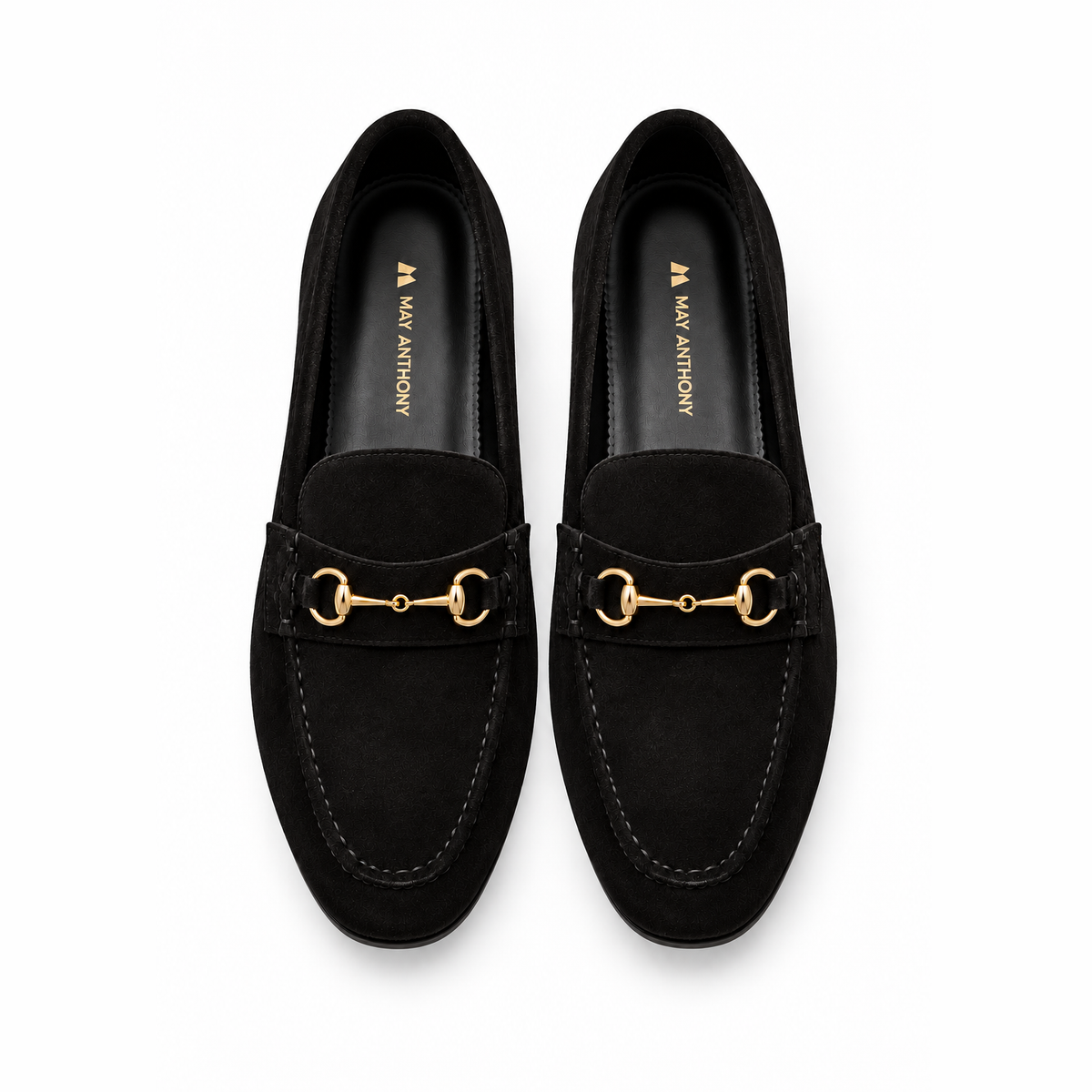 Arthur black suede loafers - pair top view