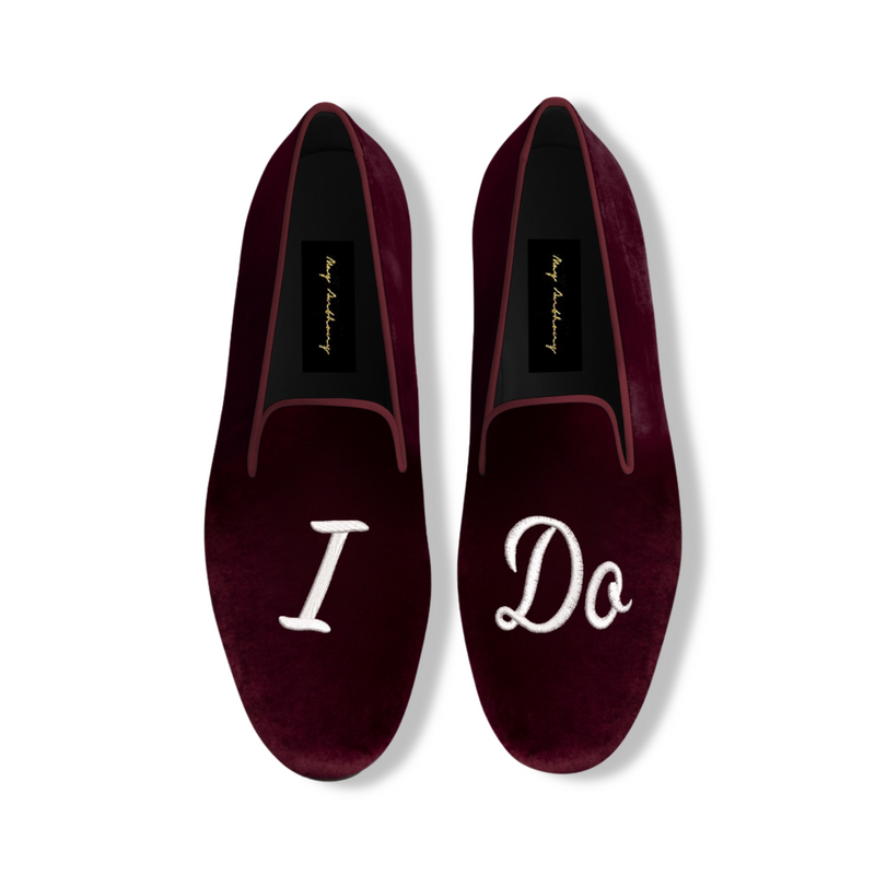 A Pair of I Do Loafers in Maroon by May Anthony