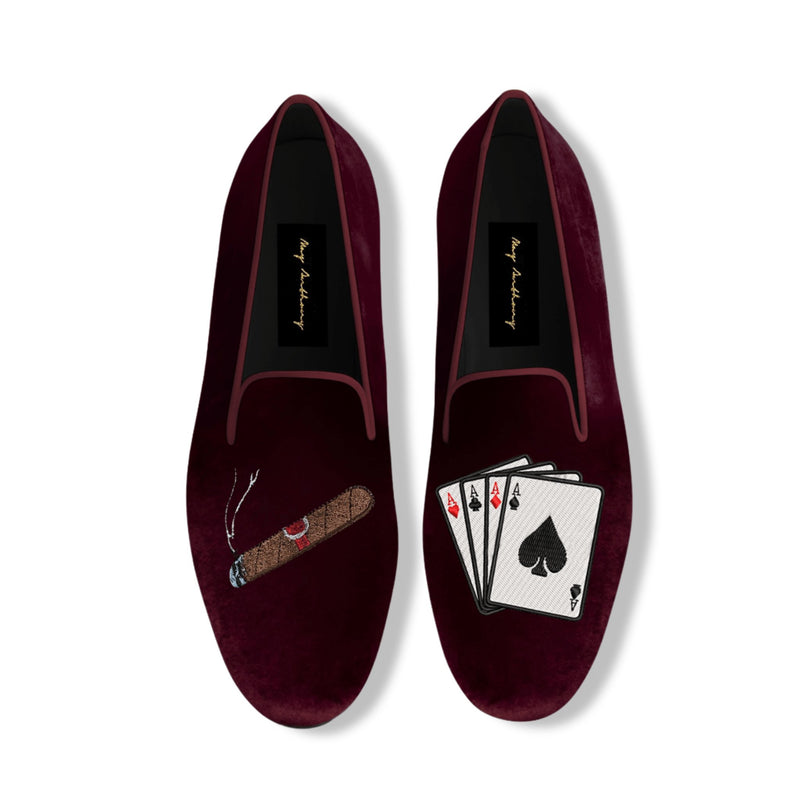 A Pair of Cigar x Aces Loafers in Maroon by May Anthony